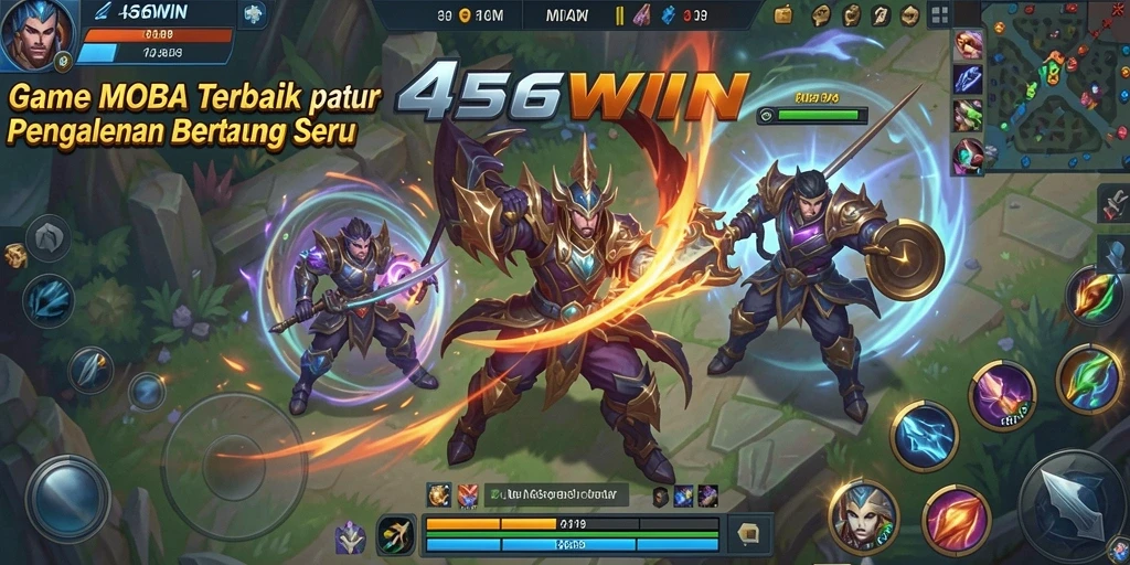 Tangkapan layar menampilkan aksi intense di arena MOBA 456WIN.