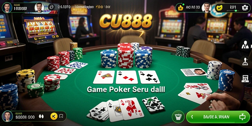 Tampilan aksi seru dalam permainan poker CU888.