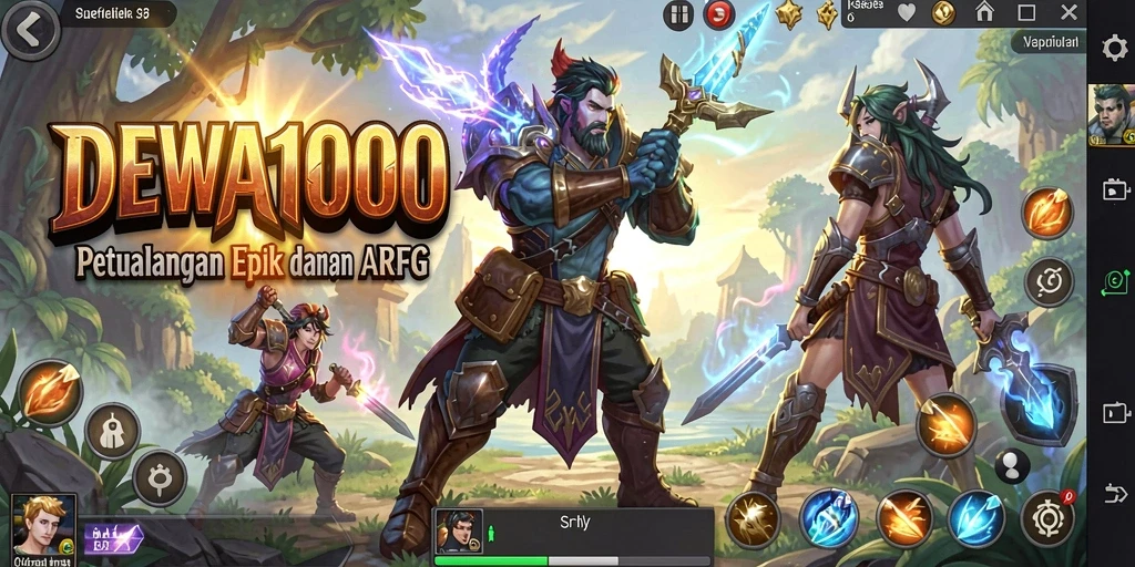 Tampilan gameplay intens dalam DEWA1000 yang menampilkan pertempuran seru.