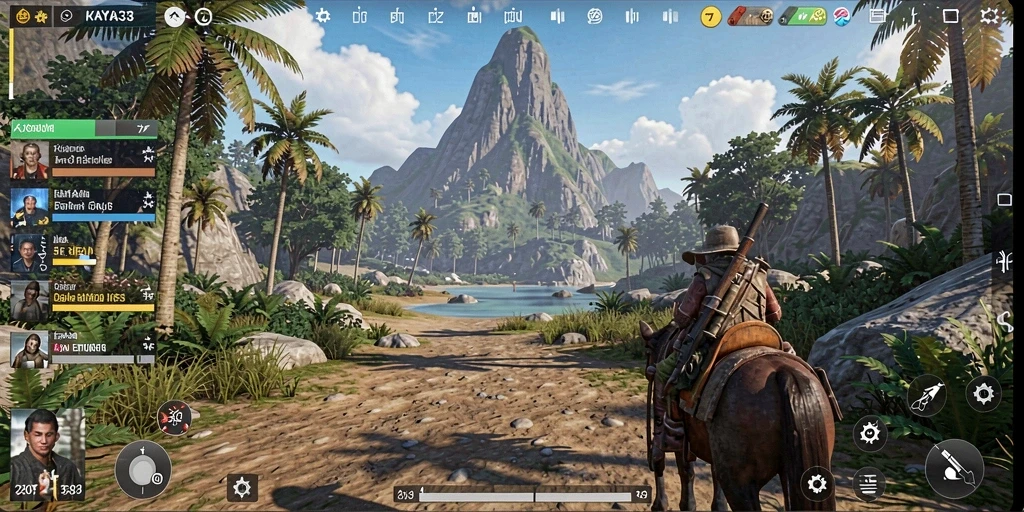 Screenshot gameplay KAYA33 menunjukkan keindahan dunia terbuka yang luas.