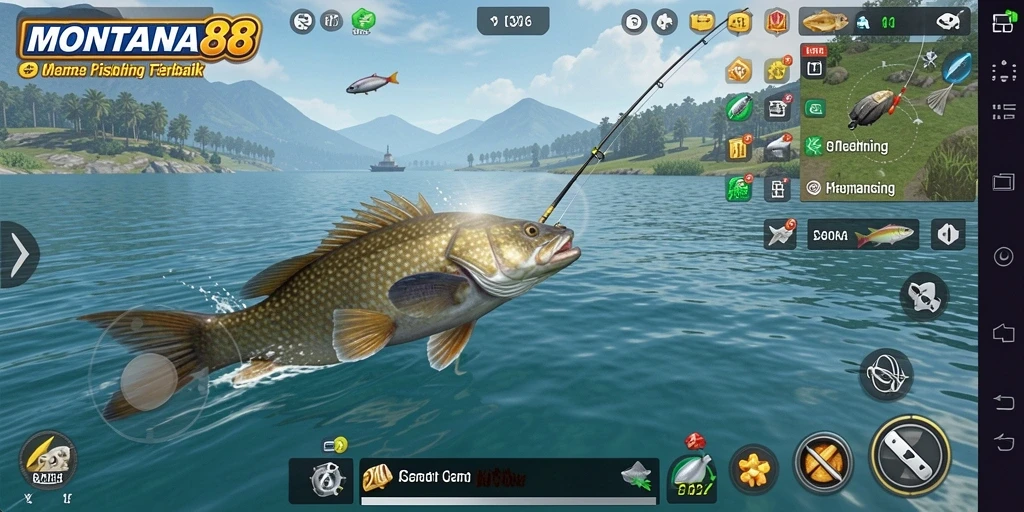Screenshot gameplay MONTANA88 yang menunjukkan aksi memancing seru.