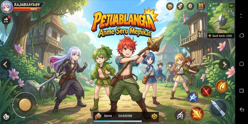 Screenshot gameplay RAJABUAYA89 menampilkan aksi karakter anime yang mendebarkan.