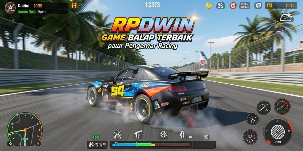 Screenshot menampilkan aksi balap seru dalam RPIDWIN.