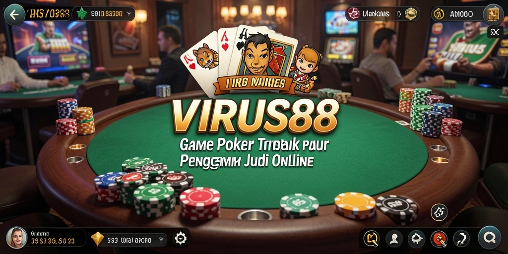 Tampilan gameplay seru di VIRUS88 dengan suasana poker yang menegangkan.